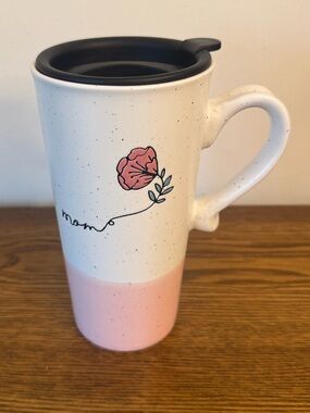 Travel Mug with Lid - 18oz Pink Floral